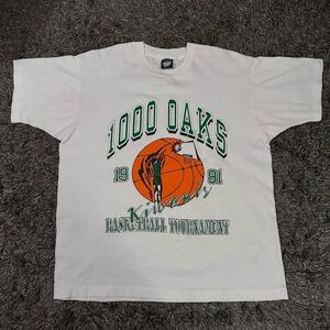 Vintage Basketball Tournament 1000 Oaks Tee Shirt White Single Stitch